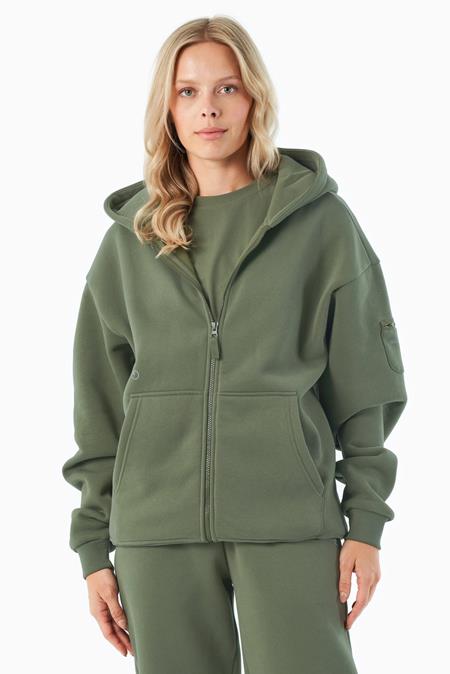 Hoodie Full Zip Jenna Olive