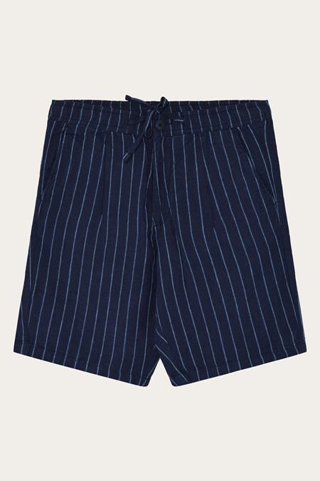 Shorts Men Fig Loose Linen Blue Stripe