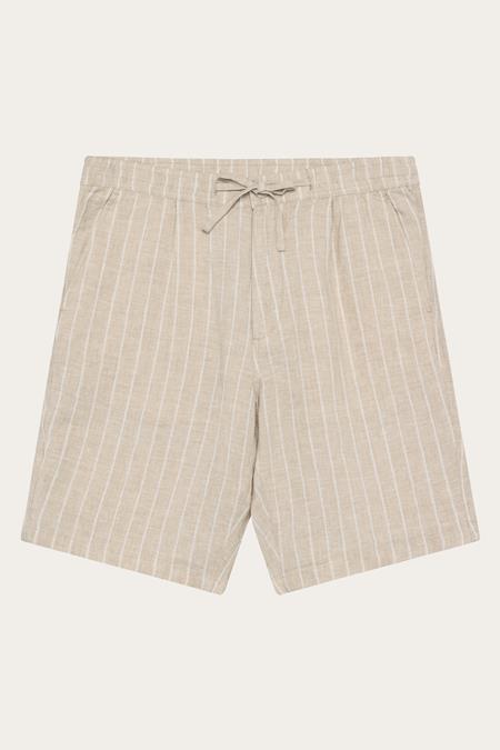 Shorts Men Fig Loose Linen Cream Stripe
