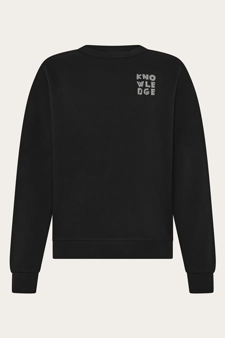 Sweatshirt Herren Entspannter Bedruckter Rundhalsausschnitt Schwarz Jet