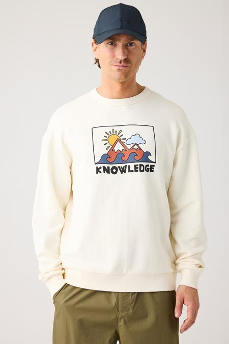 Sweatshirt Relaxed Bedruckter Rundhalsausschnitt Egret Weiß