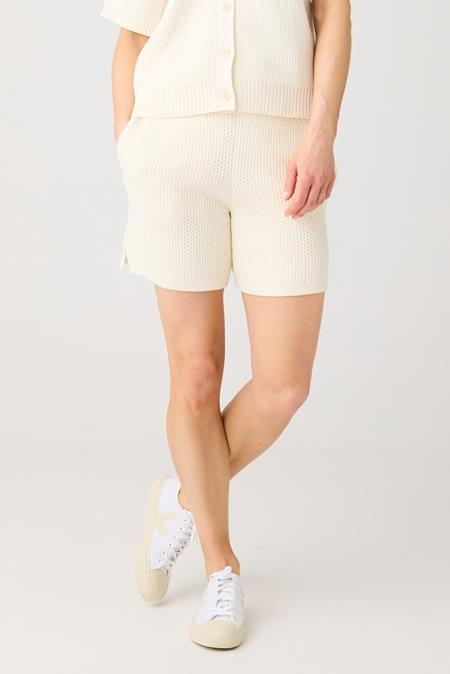 Gebreide Shorts Met Wijde Pijpen, Wit
