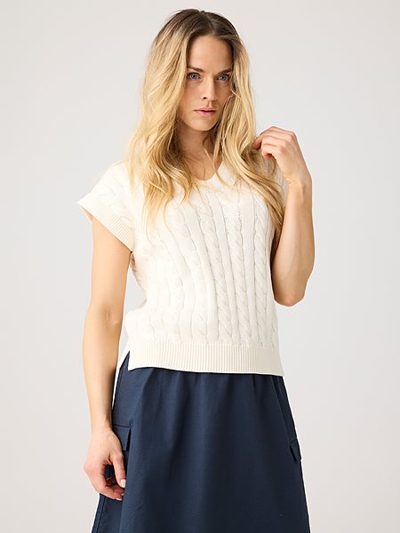 Knit Vest Cable Egret White from Shop Like You Give a Damn