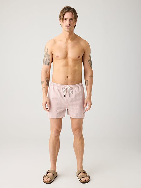 Swim Shorts Mid Thigh Seersucker Red Stripe from Shop Like You Give a Damn