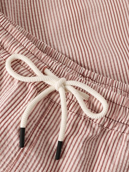 Swim Shorts Mid Thigh Seersucker Red Stripe from Shop Like You Give a Damn