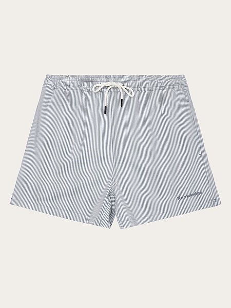 Swim Shorts Mid Thigh Seersucker Blue Stripe via Shop Like You Give a Damn