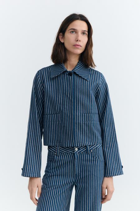 Jacke Astrid Railway Natural Dye Blue Stripes