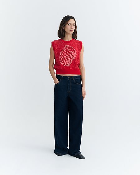 Knit Vest Aria Shell Red from Shop Like You Give a Damn