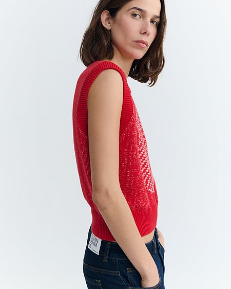 Knit Vest Aria Shell Red from Shop Like You Give a Damn