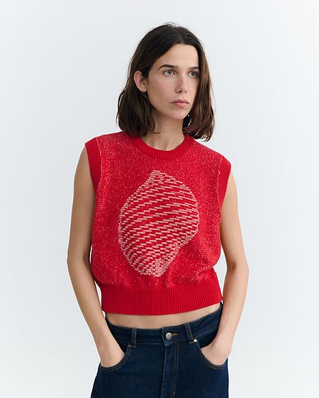 Knit Vest Aria Shell Red via Shop Like You Give a Damn