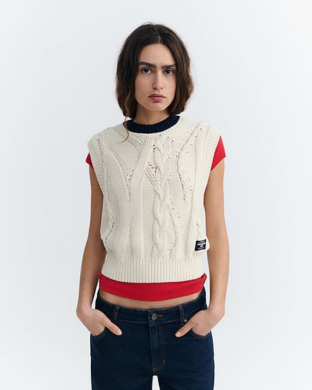 Knit Vest Aria Off White via Shop Like You Give a Damn