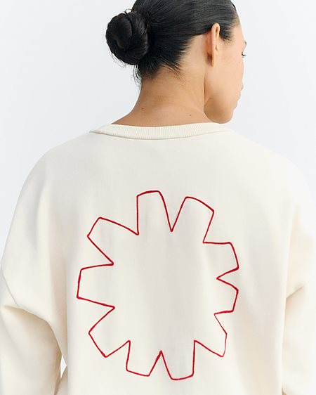 Sweatshirt Jodie Hand Embroidered Cream via Shop Like You Give a Damn