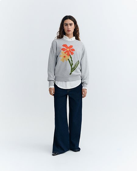 Sweatshirt Poppy Jodie Embroidered Grey from Shop Like You Give a Damn