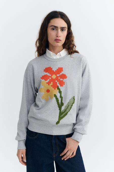 Sweatshirt Poppy Jodie Embroidered Grey