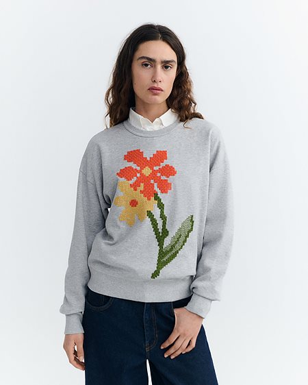 Sweatshirt Poppy Jodie Embroidered Grey via Shop Like You Give a Damn
