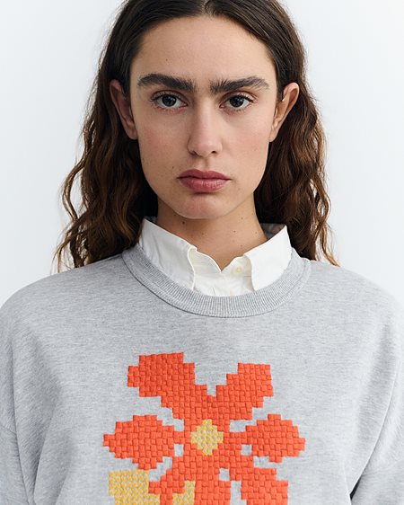 Sweatshirt Poppy Jodie Embroidered Grey from Shop Like You Give a Damn