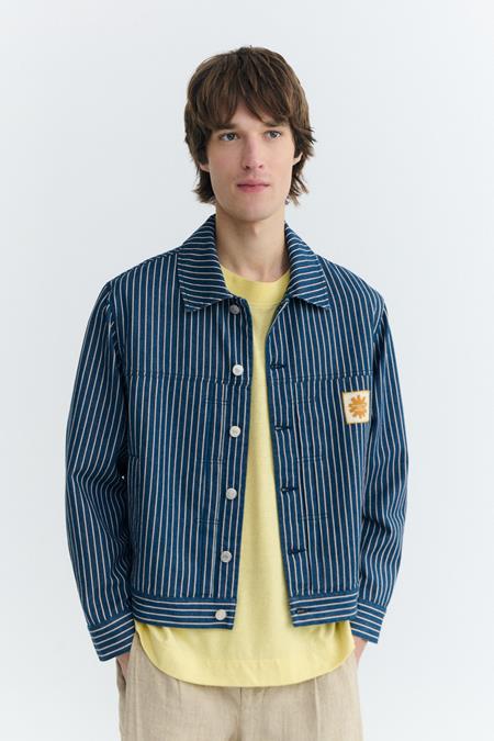 Jacke Boxy Bruno Natural Dye Gestreift Blau