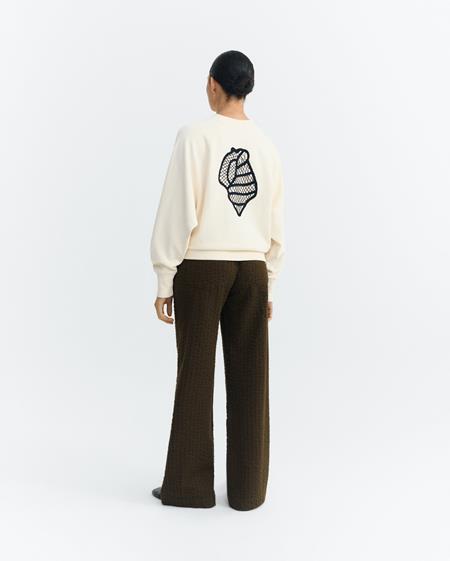 Sweatshirt Shell Bonnie Hand Embroidered Ecru via Shop Like You Give a Damn