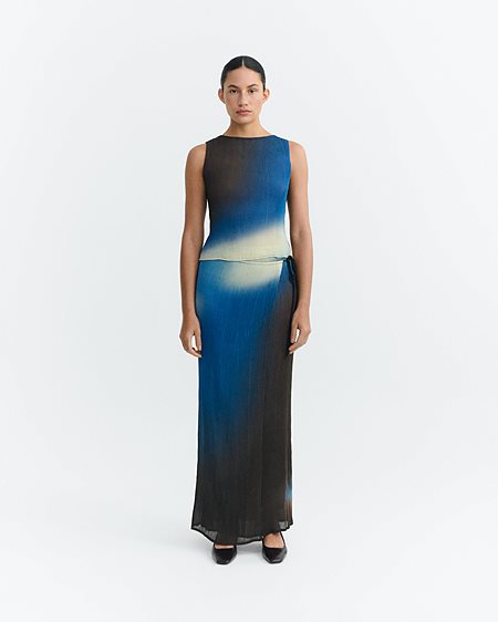 Long Skirt Pauline Glass Pleated Brown via Shop Like You Give a Damn