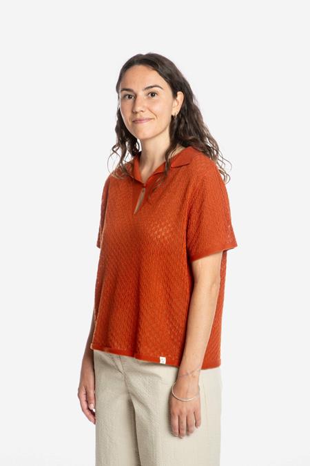 MATONA: Blouse Met Puntige Details Pecannootbruin