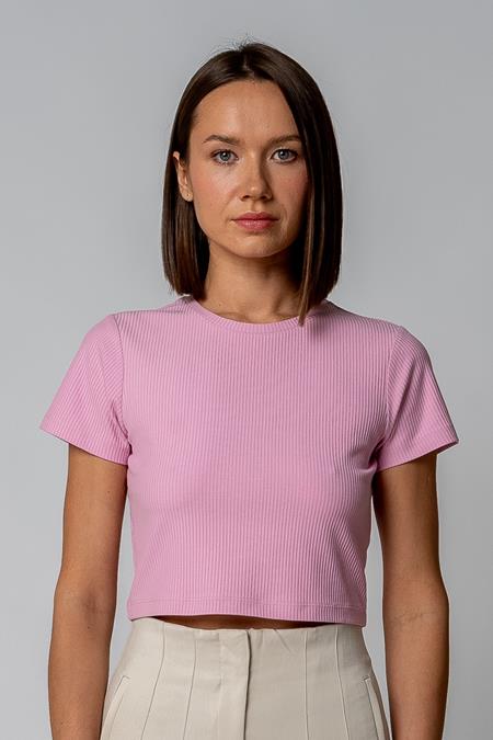 GORG: T-Shirt Cropped Ribbed Pastel Lilac GORG: T-Shirt Cropped Ribbed Pastel Lilac