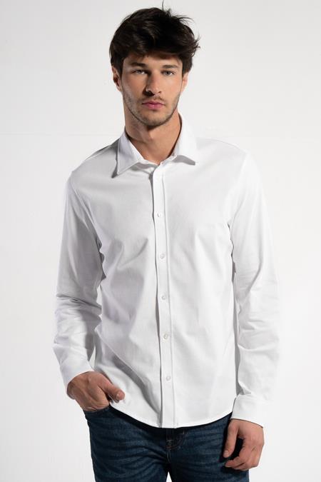 GORG: Overhemd Met Lange Mouwen Van Piquéstof, Wit