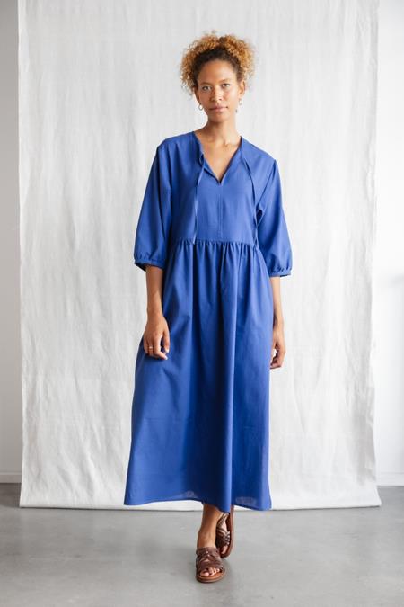 Jyoti Fair Works: Jurk Paudali Kobaltblauw