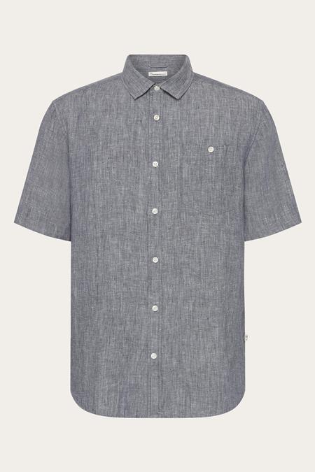 KnowledgeCotton Apparel: Shirt Short Sleeve Custom Fit Vintage Indigo KnowledgeCotton Apparel: Shirt Short Sleeve Custom Fit Vintage Indigo