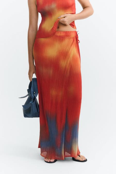 Maxi Rok Pauline Met Plooien, Rood
