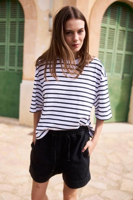 T-Shirt Oversized Striped Black/ White
