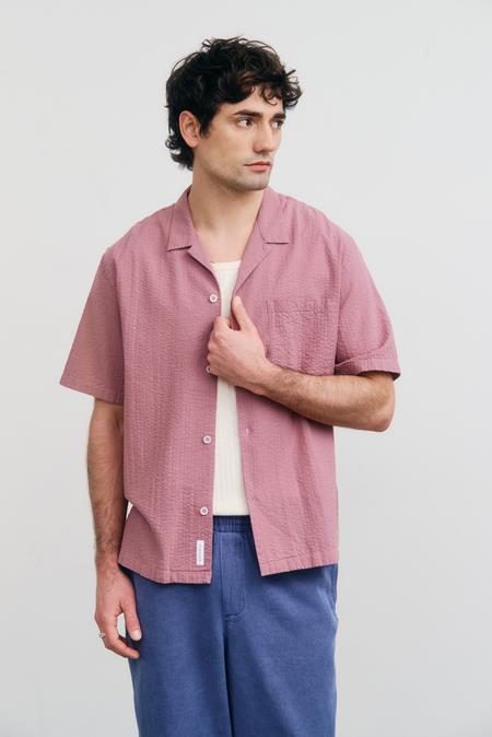 Rotholz: Hemd Seersucker Bowling Pink