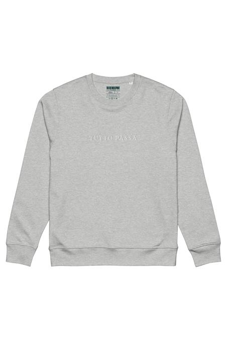 The Refined Spirit: Sweatshirt Unisex Tutto Passa Geborduurd Gemêleerd Grijs The Refined Spirit: Sweatshirt Unisex Tutto Passa Geborduurd Gemêleerd Grijs