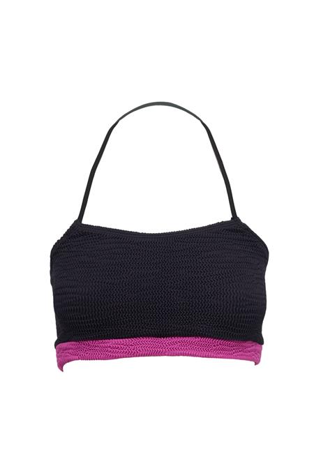 CALAMOON: Bikini-Oberteil Bandeau Slim Zweifarbig Schwarz/Rosa