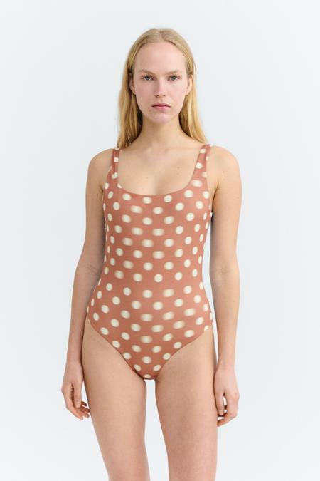 Thinking MU: Swimsuit Amalfi Bicolor Polka Dots Brown/ Blue