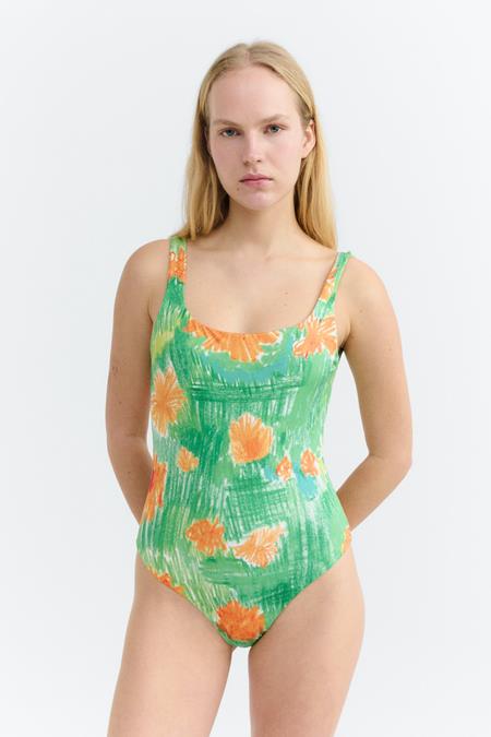 Thinking MU: Swimsuit Amalfi Crayon Flowers Green