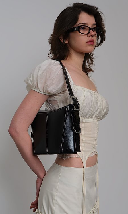 Bag Kiara Midi Laquer Black from Shop Like You Give a Damn