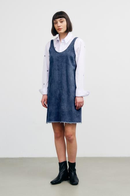 Rotholz: Korte Jurk Van Gewassen Denim