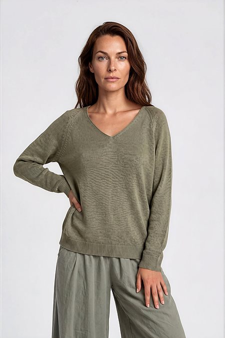 Sweater Lana Knit Dust Olive via Shop Like You Give a Damn