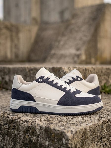 Sneakers Bergen Men's White/ Dark Blue via Shop Like You Give a Damn