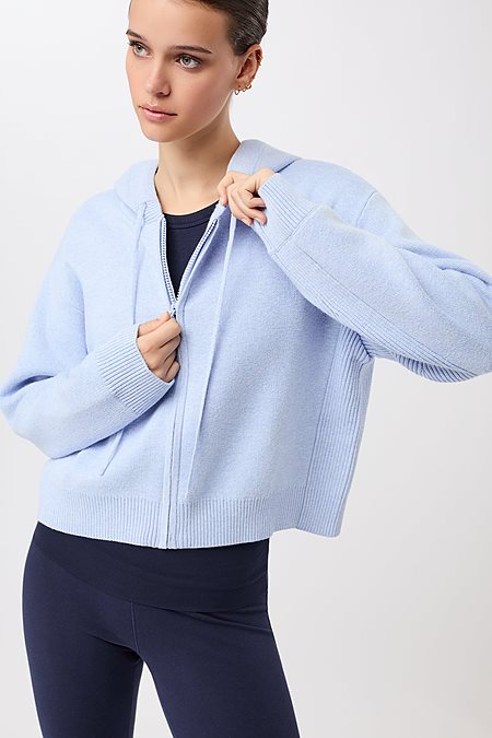 Jacket Knitted Hoodie Blue via Shop Like You Give a Damn