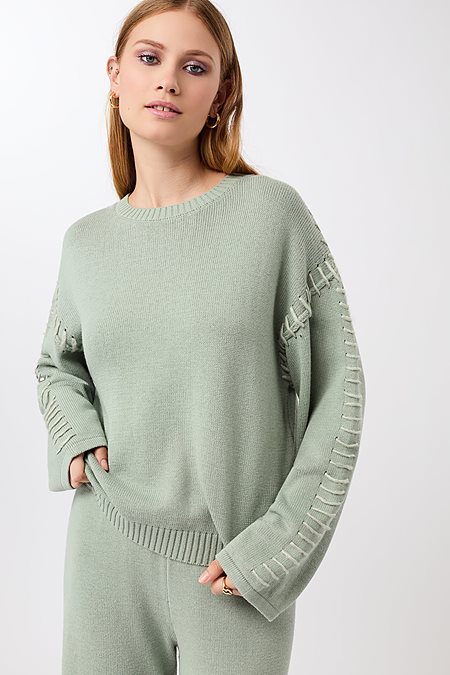 Knitted Sweater Loose Desert Green via Shop Like You Give a Damn