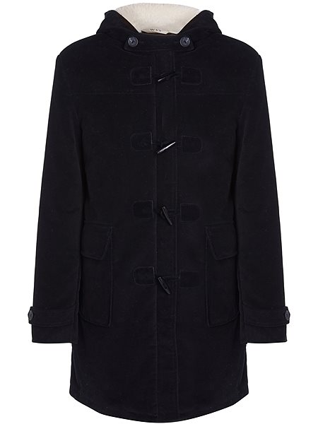 Duffle Coat Vegan Wool Black & Cream via Shop Like You Give a Damn
