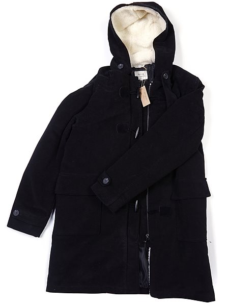 Duffle Coat Vegan Wool Black & Cream from Shop Like You Give a Damn