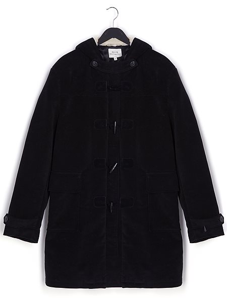 Duffle Coat Vegan Wool Black & Cream from Shop Like You Give a Damn