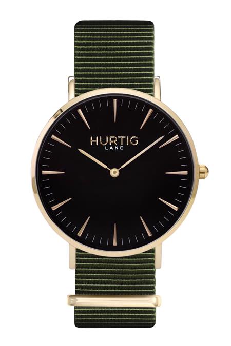 Montezuma Nylon Watch Gold, Black & Olive Green