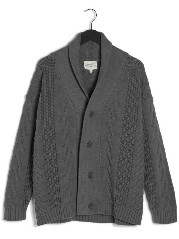 Will's Vegan Store Heren Vest Chunky Button Up Grijs