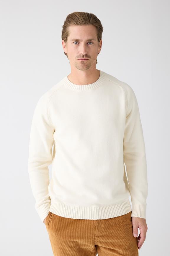 Knitted Sweater Plain Crew Neck Egret White