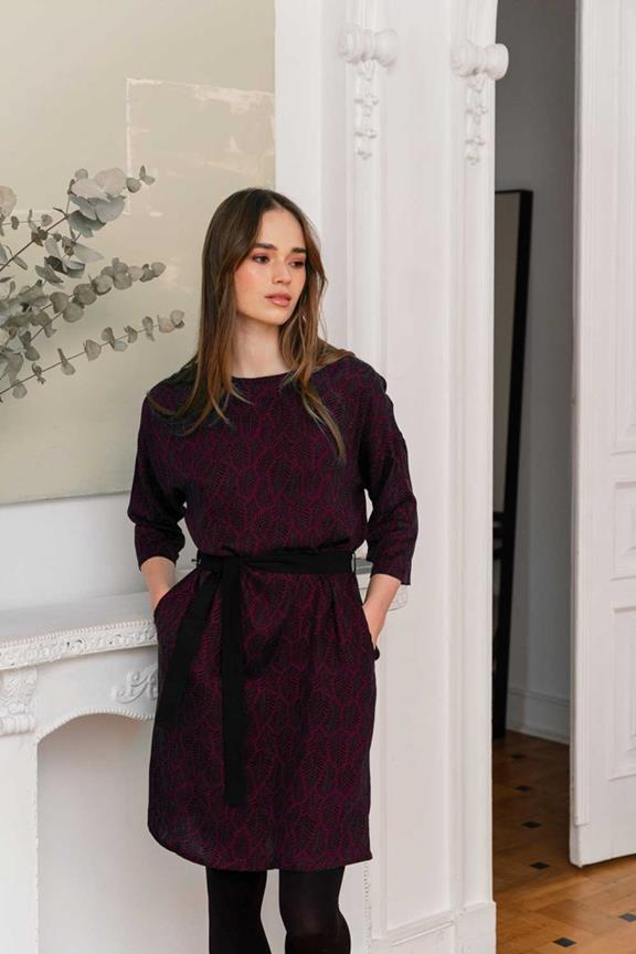 Dress Pura Floral Pattern Berry