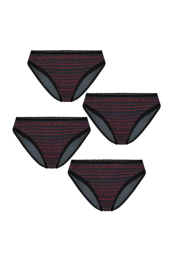 Multipack 4x Slips Tibetisch Rot Und Navy Geometrisch