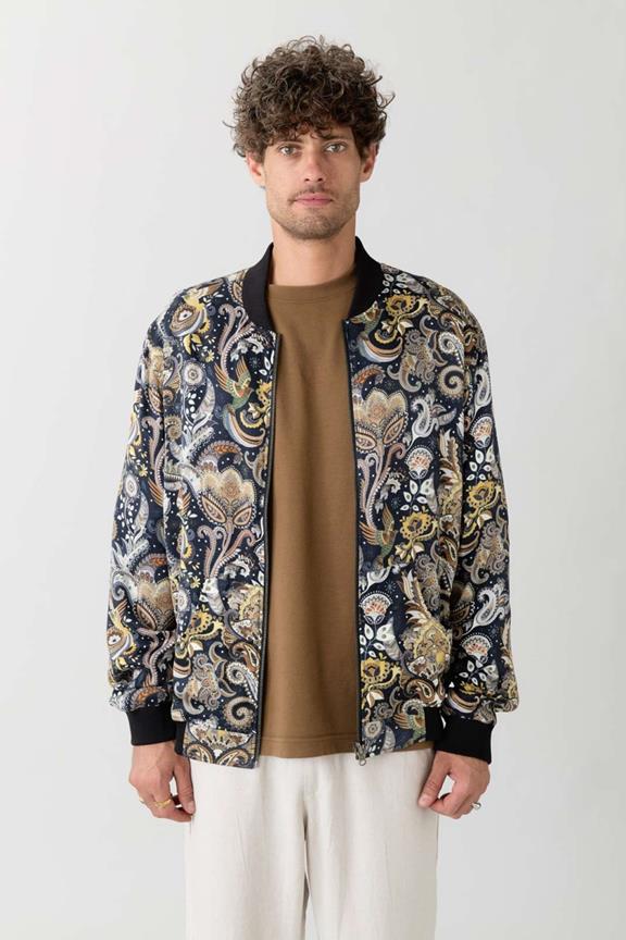 Omkeerbare Bomberjack Laslo Bird/Navy